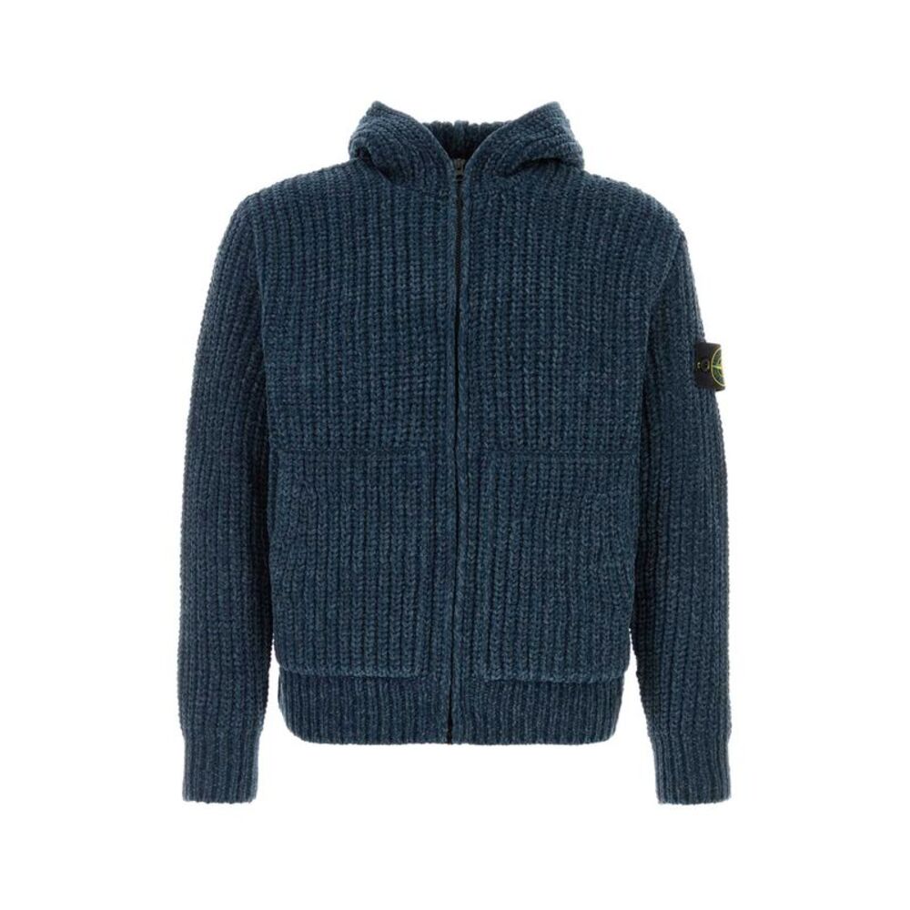 Stone Island Men Blue Cotton Cardigan